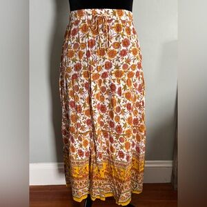 R. Vioimos Bohemian Floral Maxi Skirt Orange, Pink & Yellow - Size XL